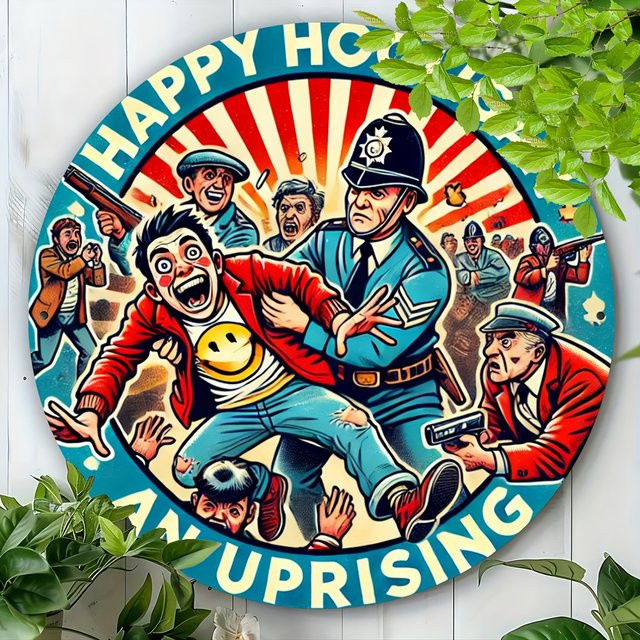 Rundes Metallschild Potdemiel Happy Hooligan in Multicolour, Durchmesser: 20,3 cm - Bild 1