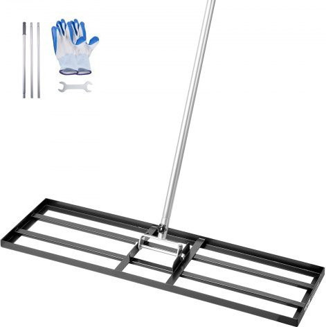 VEVOR Rasenrakel aus Karbonstahl mit 213 cm Griff und Bodenplatte 914 x 254 mm, höhenverstellbarer Nivellierrechen für Garten und Golfplätze - Bild 1