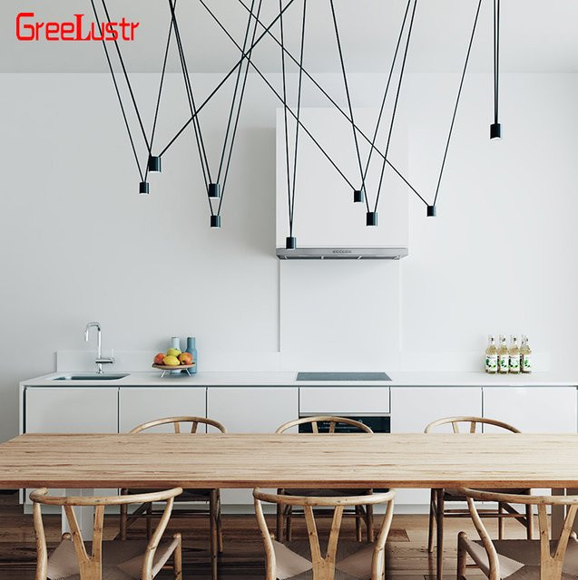 GreeLustr Industrieller G9 Draht-Kronleuchter in Schwarz mit geometrischem Design als kreative Pendelleuchte - Bild 1