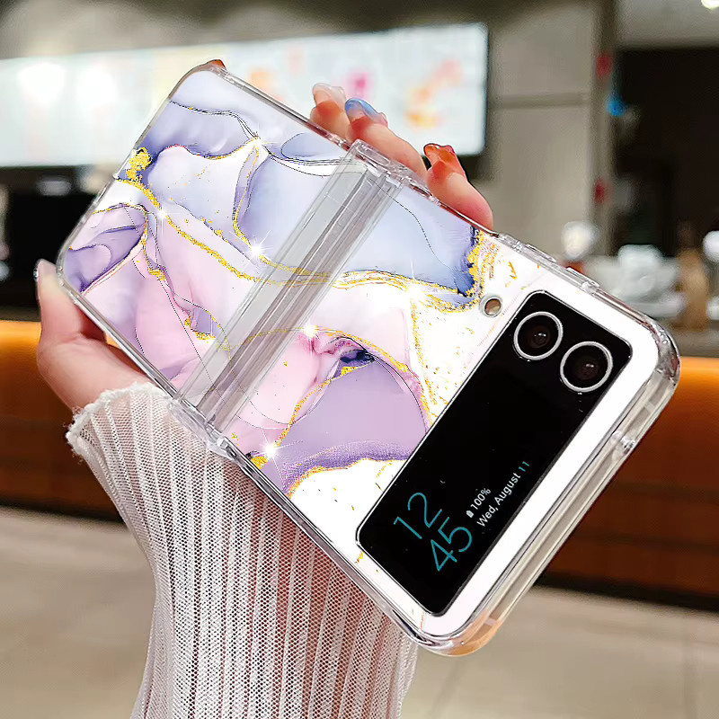 Samsung Galaxy Z Flip Handyhülle mit Marmor-Muster in Transparent, Faltbare Schutzhülle für Galaxy Z Flip 8, 7, 6, 5, 4, 3 - Bild 4