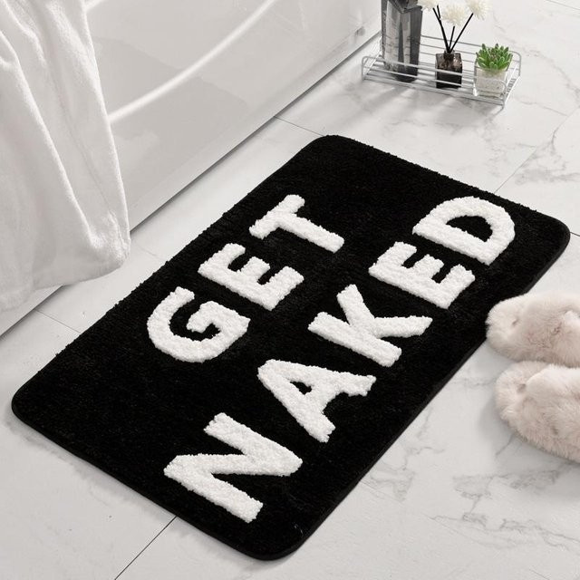 Warmth Home Badezimmerläufer Get Naked in Schwarz und Weiß, Microfaser, B/T: 40 x 60 cm - Bild 1