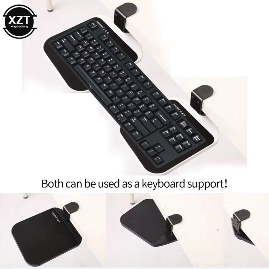 WYMECT Einstellbare Desktop-Mausablage und Tastaturhalterung in Schwarz zur Schreibtischverlängerung - Bild 3