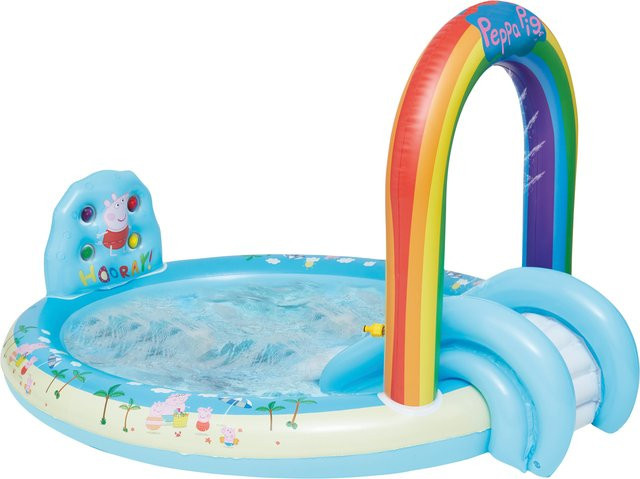 Peppa Pig Playpool für Kinder mit Rutsche, Regenbogensprinkler und Spielelementen, Mehrfarbig, B/T/H: 198 x 150 x 102 cm - Bild 1