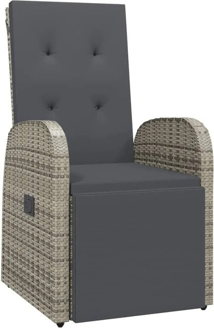 vidaXL Garten-Liegestuhl aus Poly Rattan mit wetterfester Auflage in Grau - Bild 1