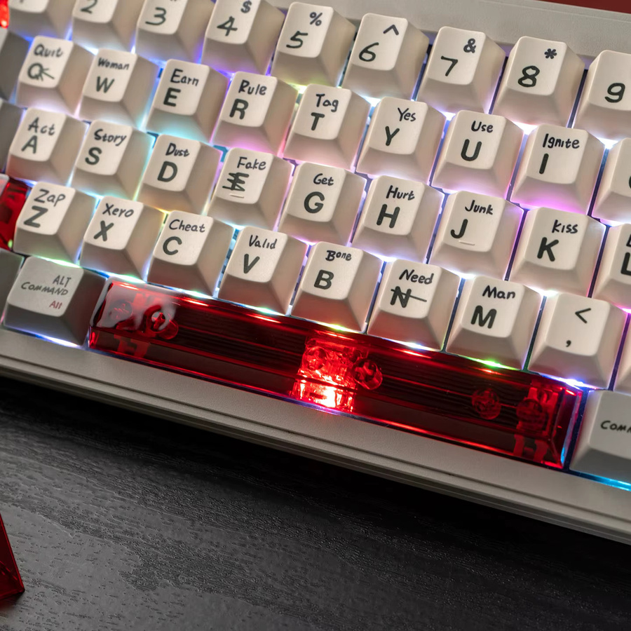 BINYEAE Cherry Profile PC Tastenkappen Set in Rot Transparent für mechanische Tastaturen mit 10 Tasten inklusive Leertaste 6,25U, ESC, Enter und Shift - Bild 5