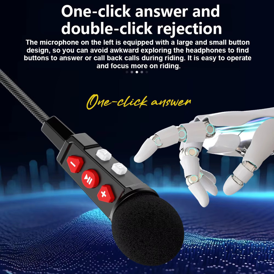 Kankeirr BT9 Motorrad Bluetooth Helm Headset mit Doppel Ohren, Wasserdicht, Sprachsteuerung und Musik Player, Schwarz, 800mAh - Bild 6