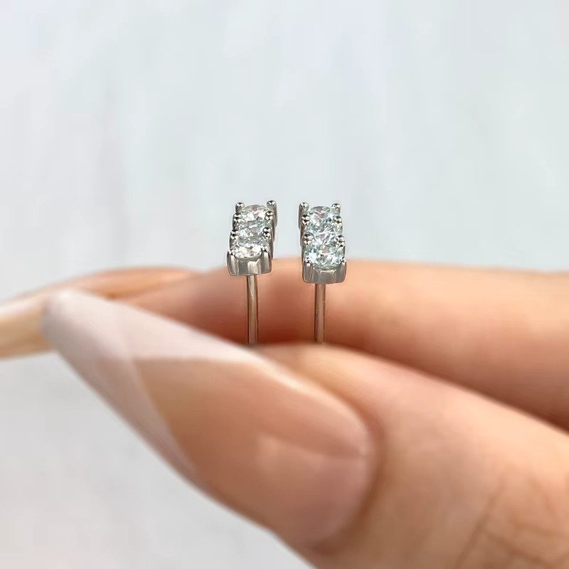 DWJ Ohrstecker, 925 Silber, Moissanit, Damen - Bild 1