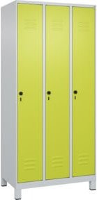 C+P Spind Classic PLUS Garderobenschrank mit 3 Abteilen, Füße, Sicherheits-Drehriegel und 3 Garderobenhaken, H x B x T: 195 x 90 x 50 cm - Bild 1