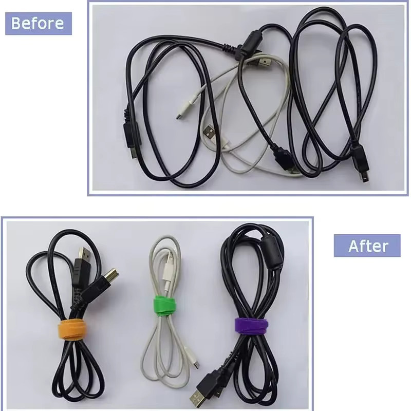 20 Stück wiederverwendbare Kabelbinder aus Nylon mit Klettverschluss und doppelseitigem Klebeband in Multicolour - Bild 4