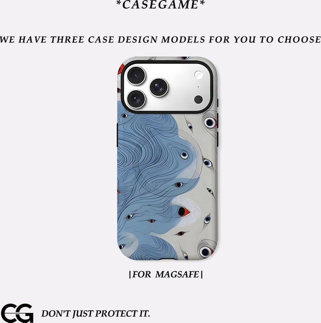 Casegame Matte Bumper MagSafe Hülle für iPhone 17 16 15 14 13 Pro Max mit abstrakter Böser-Blick-Kunst in Multicolour - Bild 1