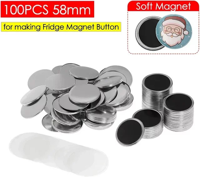 DIY Magnet Kühlschrank Abzeichen Set aus Metall in Silber, 50 bis 100 Stück, Durchmesser: 25 mm bis 75 mm - Bild 1