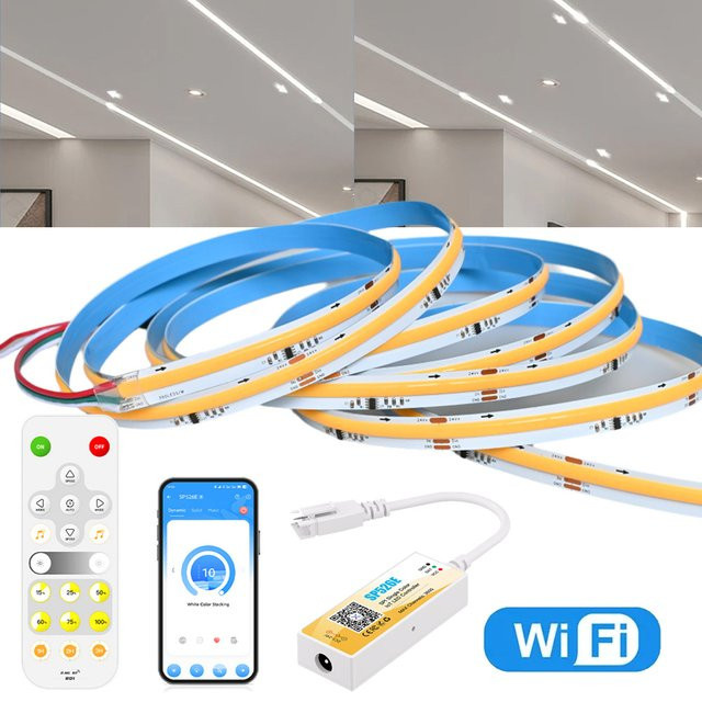 CENFAYA WIFI COB LED Streifen mit Fließendes Wasser Effekt, Cool White, 24V, Smart App Steuerung, Timer, kompatibel mit Alexa und Google Assistant - Bild 1