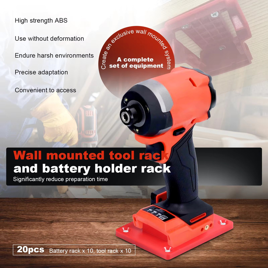 20 Stück Milwaukee M18 18V Wandhalterung für Werkzeug und Akkus in Rot inklusive Schrauben - Bild 3
