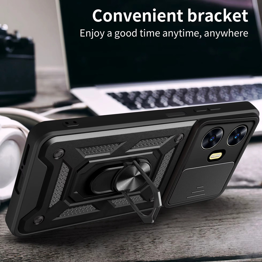 Heavy Duty Schutzhülle für OPPO A79 A78 A77 A58 und Realme Note 60 70 4G mit 360-Grad-Kickstand und Kameraschutz in Schwarz von Gusakov - Bild 6