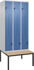 C+P Z-Spind Classic PLUS Sitzbank mit 6 Fächern und Sicherheits-Drehriegel, Sitzfläche aus Buche-Hartholz, B/T/H: 212,0 x 90,0 x 81,5 cm - Bild 1