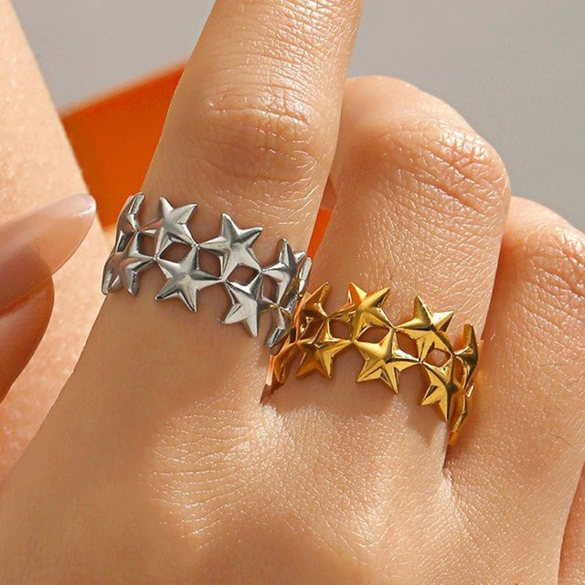 Yerik Sternring Edelstahl, Vintage, Unisex - Bild 1