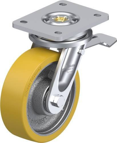 Blickle Lenkrolle LO-GTH 160K-ST mit Feststeller in Silber und Stahl, Rad-Durchmesser: 160 mm, Tragfähigkeit: 800 kg - Bild 1