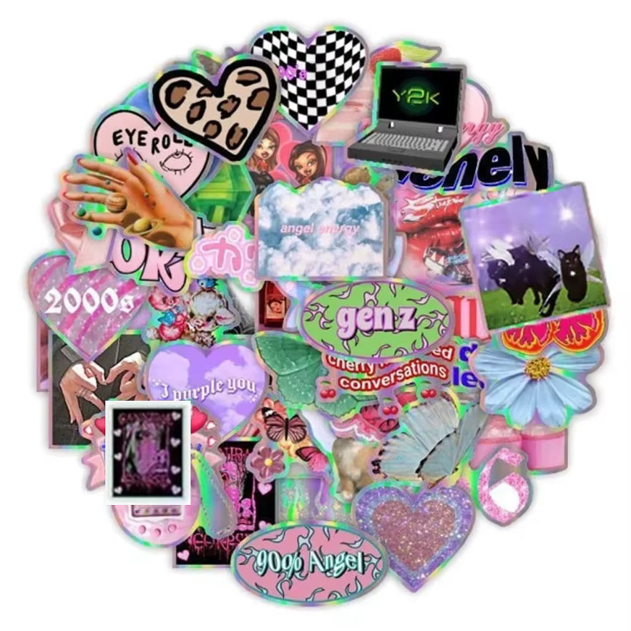 50 Stück GOGOTU Y2K Sticker Set in Rosa und Multicolour für Scrapbooking, Laptop und Schreibwaren - Bild 2