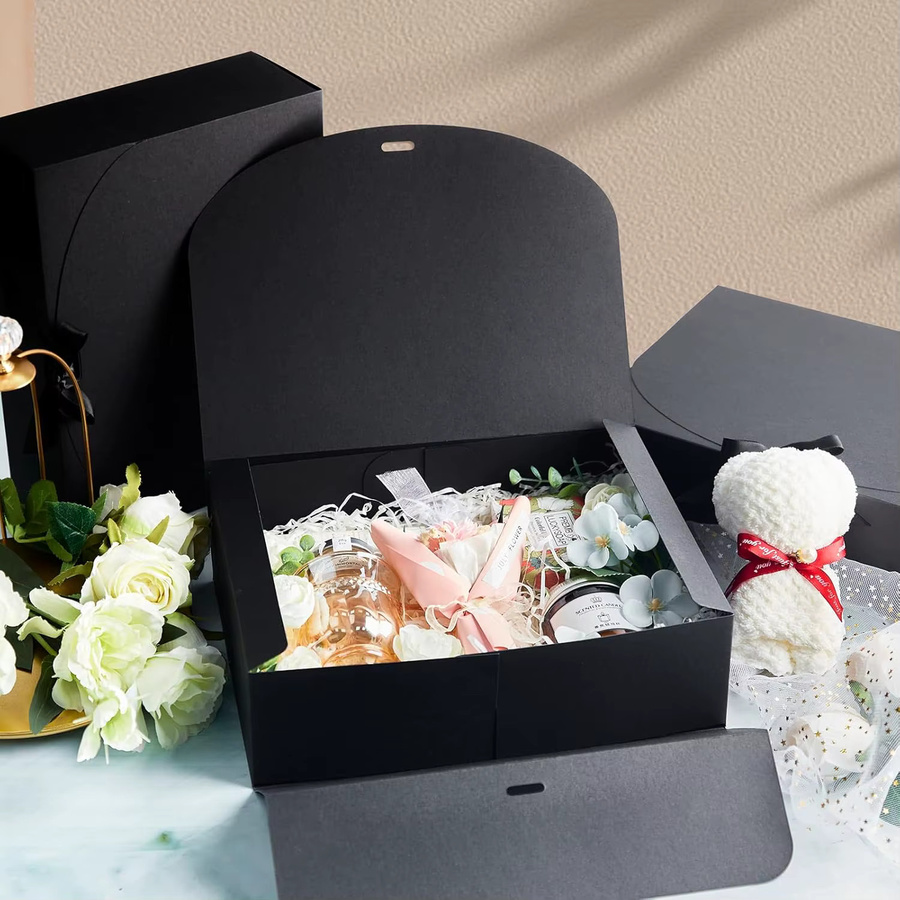Set aus 10 oder 20 Geschenkboxen aus Kraftpapier mit Deckel und Schleifenbändern in Braun oder Schwarz für Hochzeiten, Geburtstage und Festivals - Bild 3