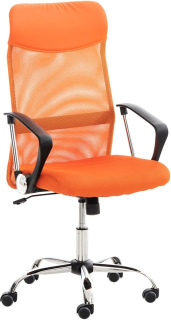 TPFLiving Bürostuhl Waterloo aus Kunstleder in Orange mit Armlehnen und Rollen, B/T/H: 60 x 53 x 118 cm - Bild 1