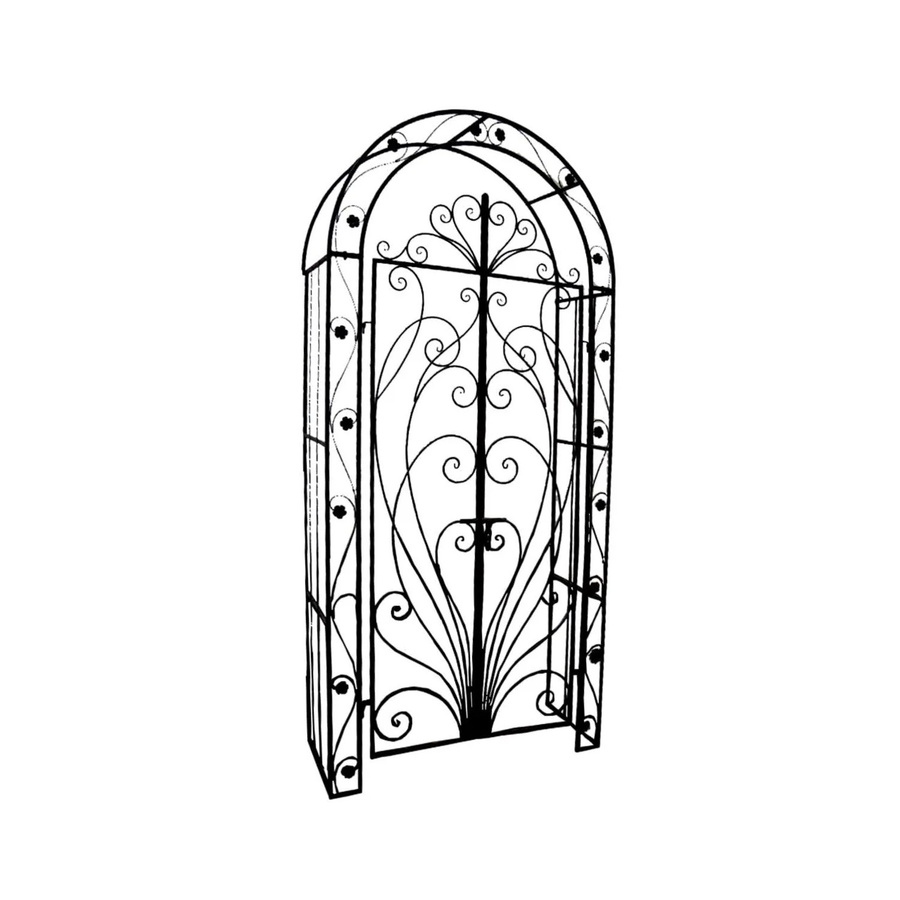 DELUKE Gartentor MIAMI mit Rosenbogen aus Eisen in Schwarz, H x B x T: 229 x 108 x 40 cm - Bild 2