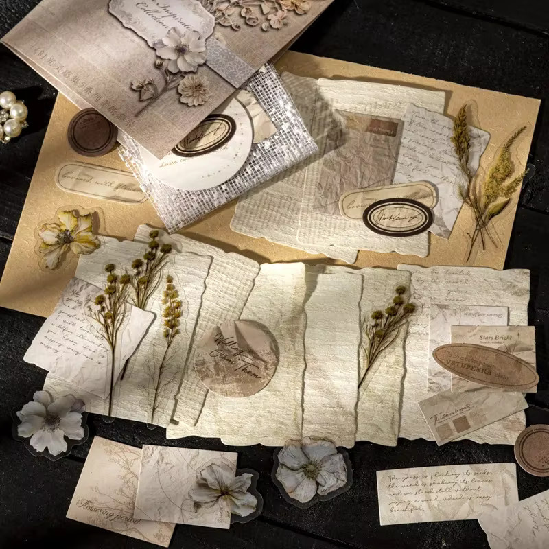 60 Blatt Light Retro Base Supplies Bastelpapier in Beige für Scrapbook-Design und Bastelverzierung - Bild 5