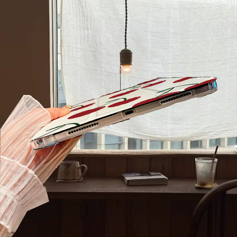 Apple iPad Hülle mit Kirsch-Design und Stifthalter in Weiß und Mehrfarbig für iPad Pro 10/11 Zoll sowie iPad Air 3/4/5 Generation - Bild 4