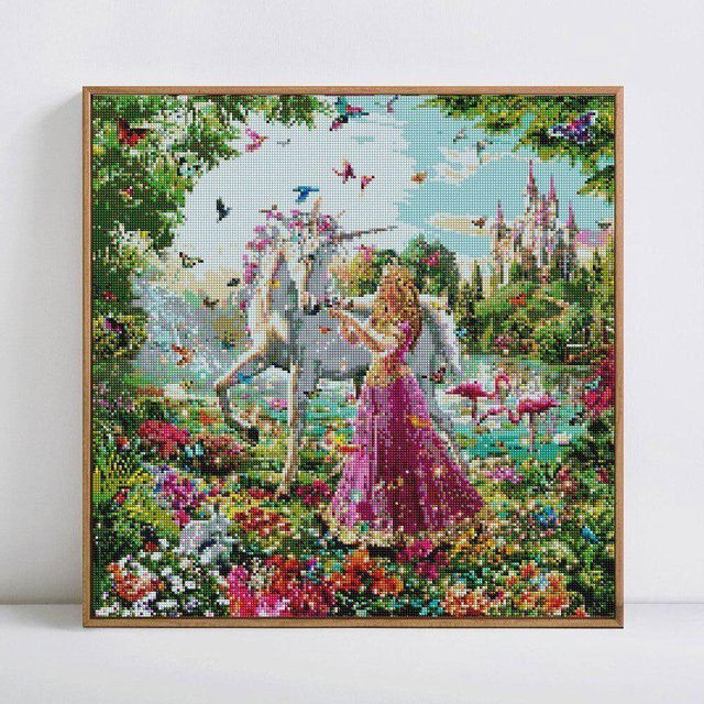 FIYO 5D Diamant Stickerei Set Pferd mit Kristall Perlen in Grau und Multicolour, B/H: 30 x 30 cm - Bild 1