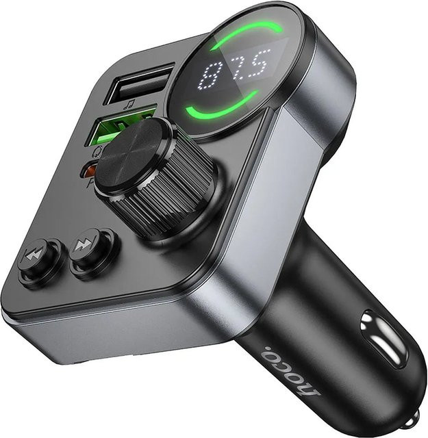 HOCO E86 Bluetooth FM Transmitter mit 48W Dual Port USB-A QC3.0 und USB-C PD30W Ladegerät in Schwarz - Bild 1