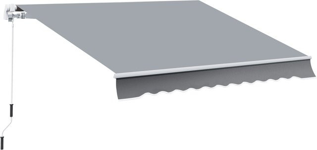 Outsunny UV-Schutz Markise mit Handkurbel aus Aluminium und Polyester, Weiß-Grau - Bild 1