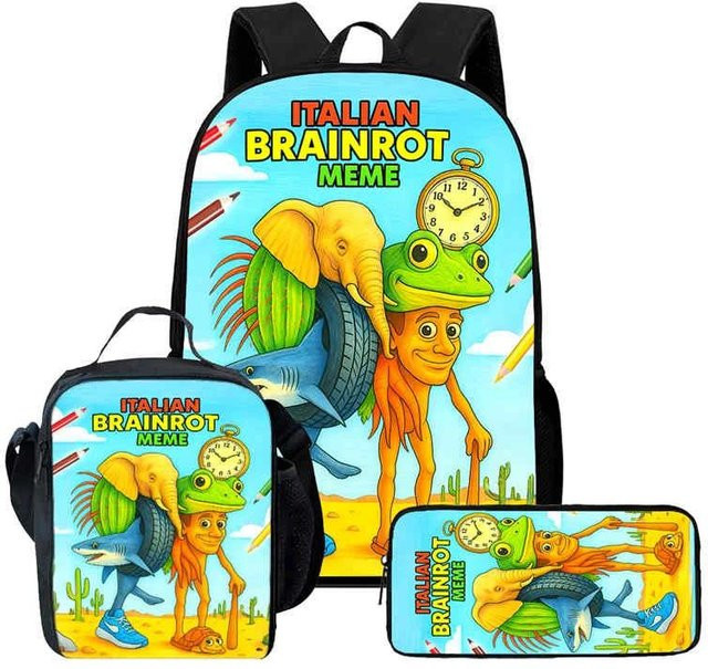 Fancy Style Studio Schulrucksack Set mit Lunchtasche und Federmäppchen im Cartoon Design, Mehrfarbig - Bild 1
