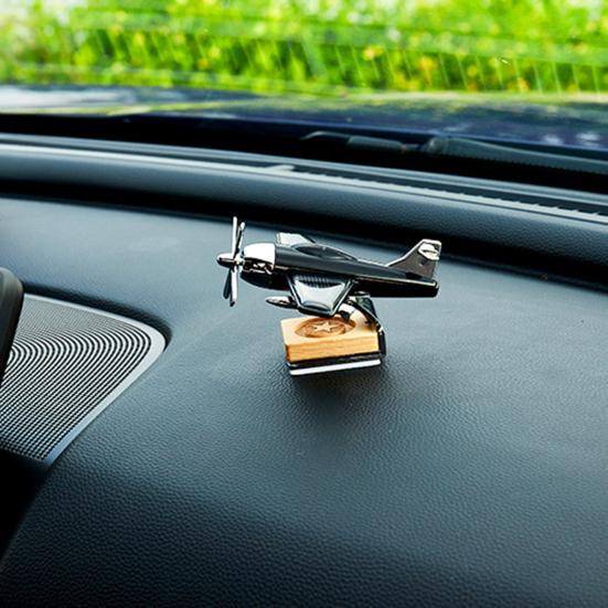 Solarbetriebener Lufterfrischer für das Auto in Flugzeug-Design aus Legierung, Schwarz - Bild 4