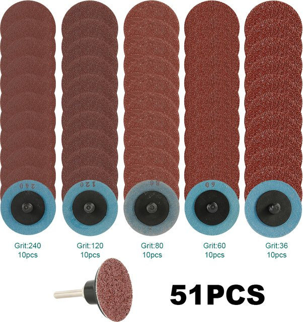 Toorise 50-teiliges Schleifscheiben-Set mit Körnung 36–240 für den Winkelschleifer zur Endbearbeitung von Holz und Metall - Bild 1