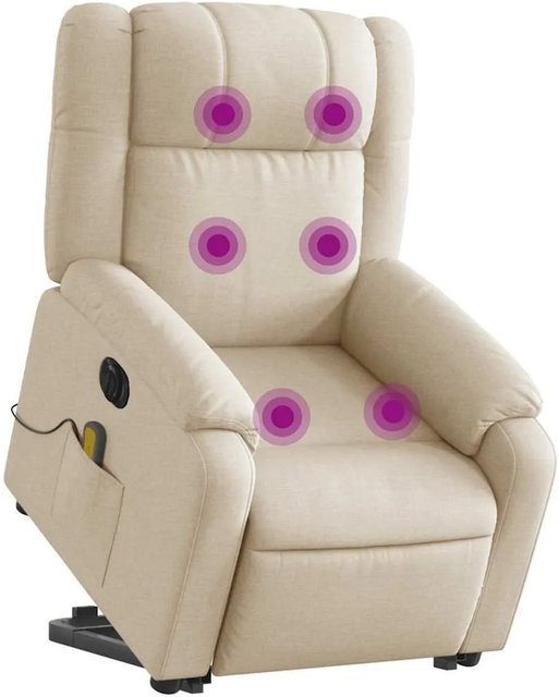 vidaXL Elektrischer Massagesessel mit Aufstehhilfe in Creme aus Stoff - Bild 1