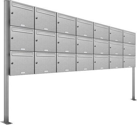 AL Briefkasten Freistehendes Briefkasten-System für 21 Parteien in Silber, B/H/T: 276,1 x 170 x 11,6 cm - Bild 1