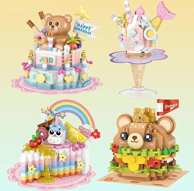 LOZ Niedliche Bären kuchen Eis Burger, Bausteine, Bunt / Mehrfarbig - Bild 1