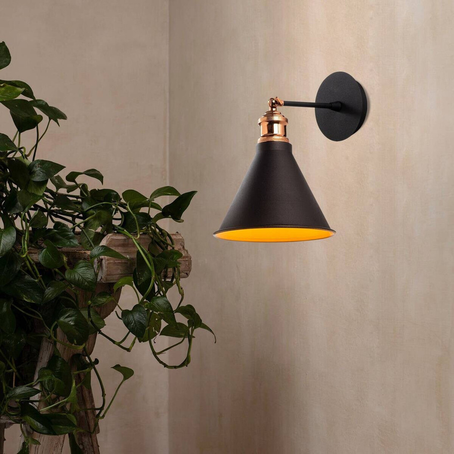 Opviq Wandleuchte Berceste in Schwarz aus Eisen mit E27 Fassung, B/H/T: 20 x 29 x 20 cm - Bild 2