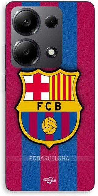 MANIACASE Silikon Handyhülle für Xiaomi Redmi Note 13 Pro 4G mit FC Barcelona Logo in Schwarz und Multicolour - Bild 1
