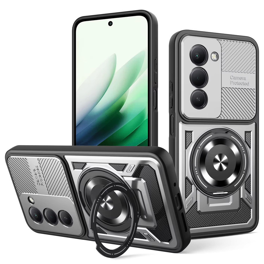 Xiaomi Poco M8s 5G Handyhülle mit magnetischer Panzerhülle, stoßfester Ringhalter und Magsafe Wireless Charge Cover in Schwarz oder Grau - Bild 2