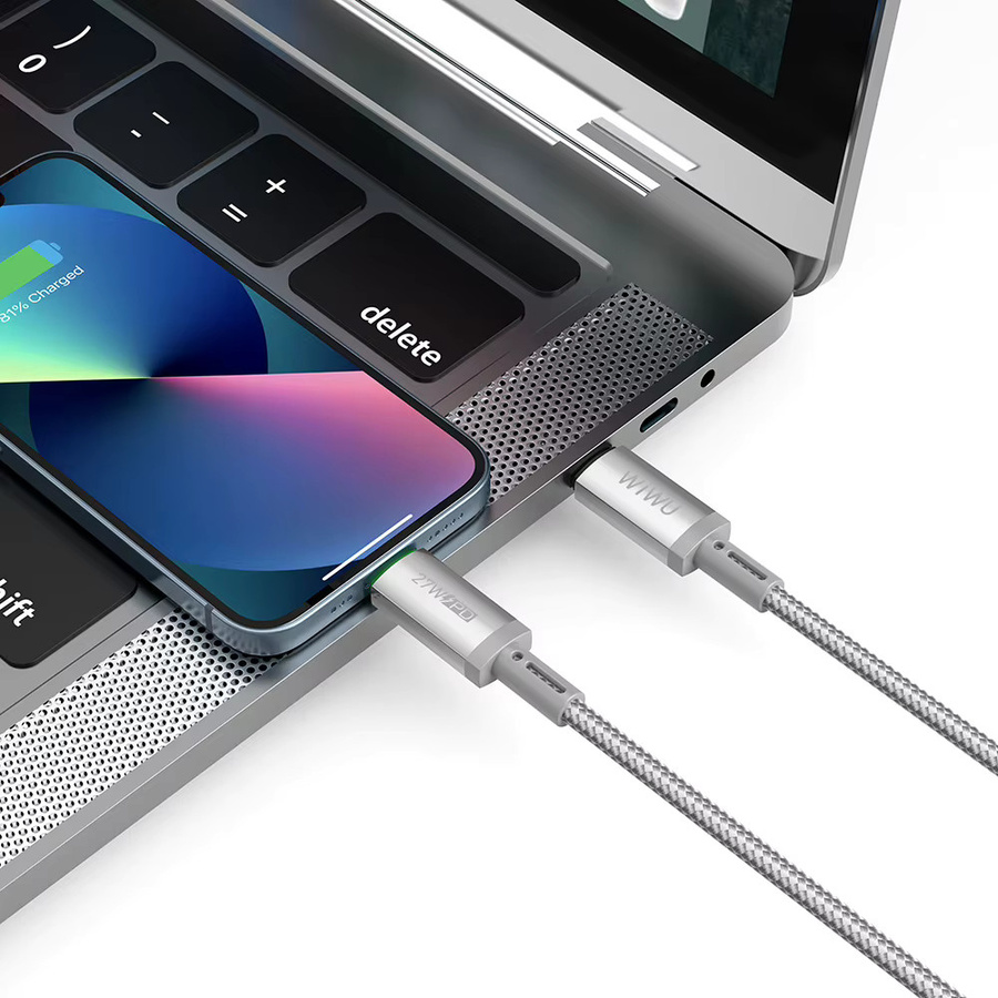 WiWU Maglink 100 W Magnetkabel für iPhone, grau, Lightning-Anschluss - Bild 2