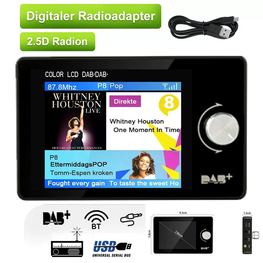 ESSGOO Autoradio DAB+ Empfänger mit 2.8 Zoll TFT Farbdisplay, Bluetooth, USB und AUX in Schwarz - Bild 6