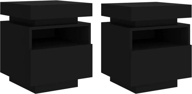 vidaXL Nachttische im 2er-Set mit integrierter LED-Beleuchtung, Schwarz, B/T/H: 40 x 39 x 48,5 cm - Bild 1