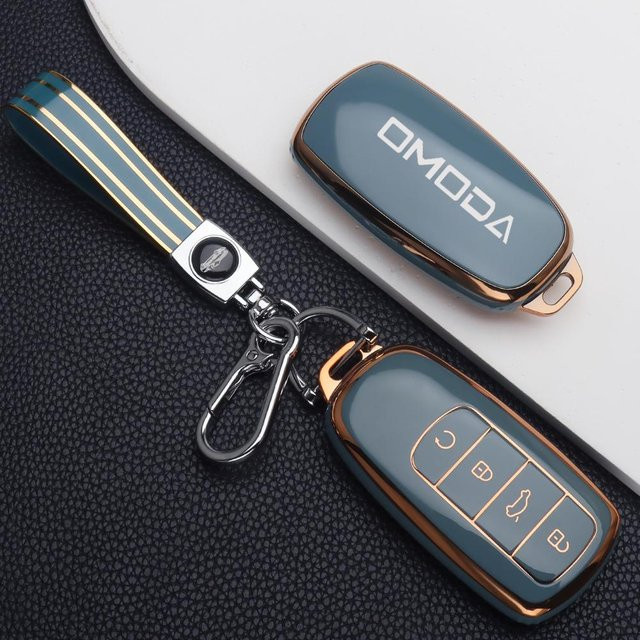 TPU Auto Schlüsselhülle in Blau für Chery Omoda C5 E5 C9 Omoda 5 9 EV PHEV inklusive Schlüsselanhänger - Bild 1