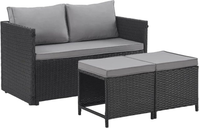 Svita Athina Sitzgruppe Outdoor Gartenmöbel Set aus Polyrattan in Schwarz - Bild 1