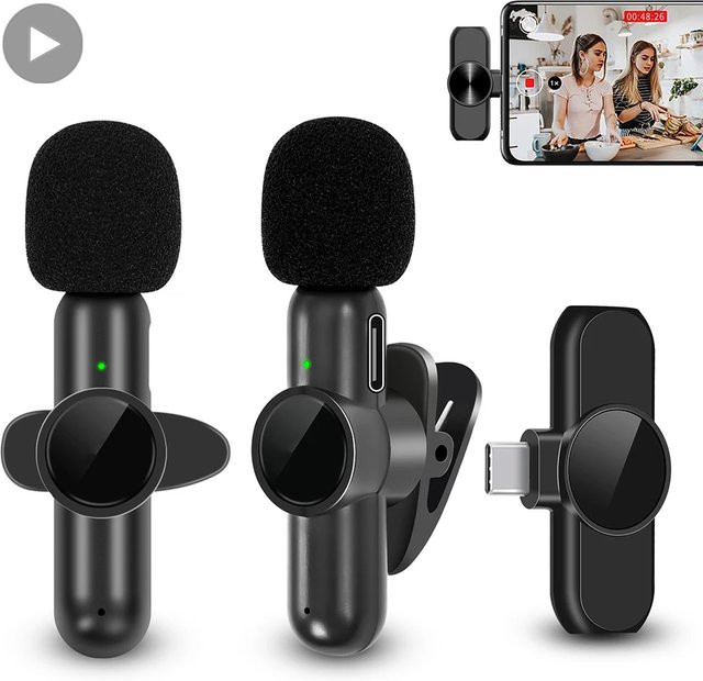 AyeBeau Lavalier Wireless-Mikrofon Set in Schwarz für iPhone, Android und PC - Bild 1