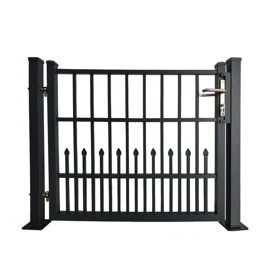 Aluminium Einzeltor Bremen mit Bodenplatte zum Aufdübeln, Breite: 120 cm, Höhe: 103 cm, Anthrazit/Schwarz - Bild 2
