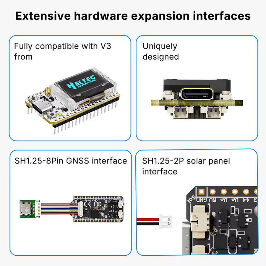 Heltec LoRa 32 V4 Meshtastic Entwicklungsboard mit 0,96 Zoll OLED, GPS, WiFi und BLE in Schwarz - Bild 4