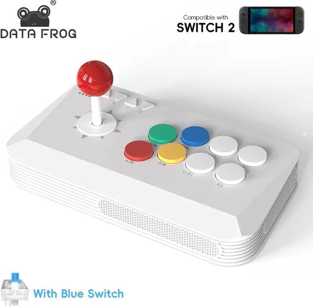 DATA FROG Y5A Arcade Stick für Nintendo Switch und PC – Kabelloser Bluetooth, 2,4 G oder kabelgebundener Kampfspiel-Controller in Weiß - Bild 1
