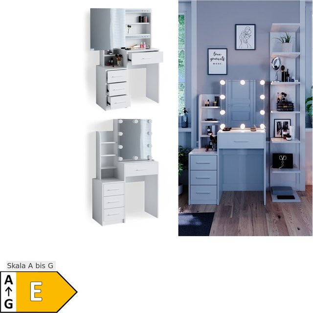 Vicco Schminktisch Conrada in Weiß mit LED-Beleuchtung, Breite: 131,6 cm - Bild 1