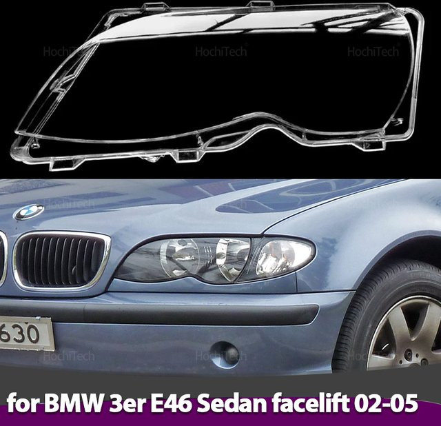 HochiTech Frontscheinwerfer-Objektivabdeckung für BMW 3er E46 Limousine 2002–2005, 1 Paar, Transparent - Bild 1